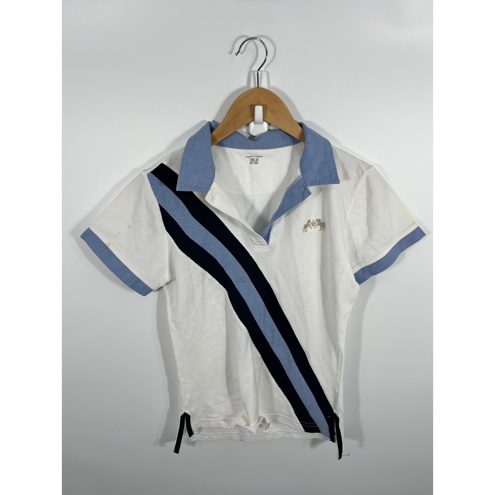 Equine Couture Womens Polo M White 100% Cotton Old Money Quiet Luxury Equestrian